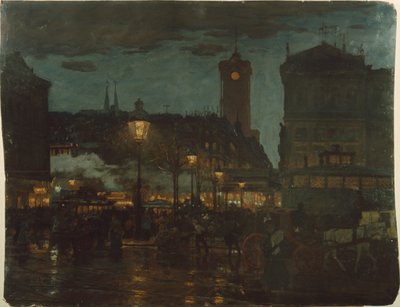 Alexanderplatz, Berlin, bei Nacht, 1895 von Karl Langhammer